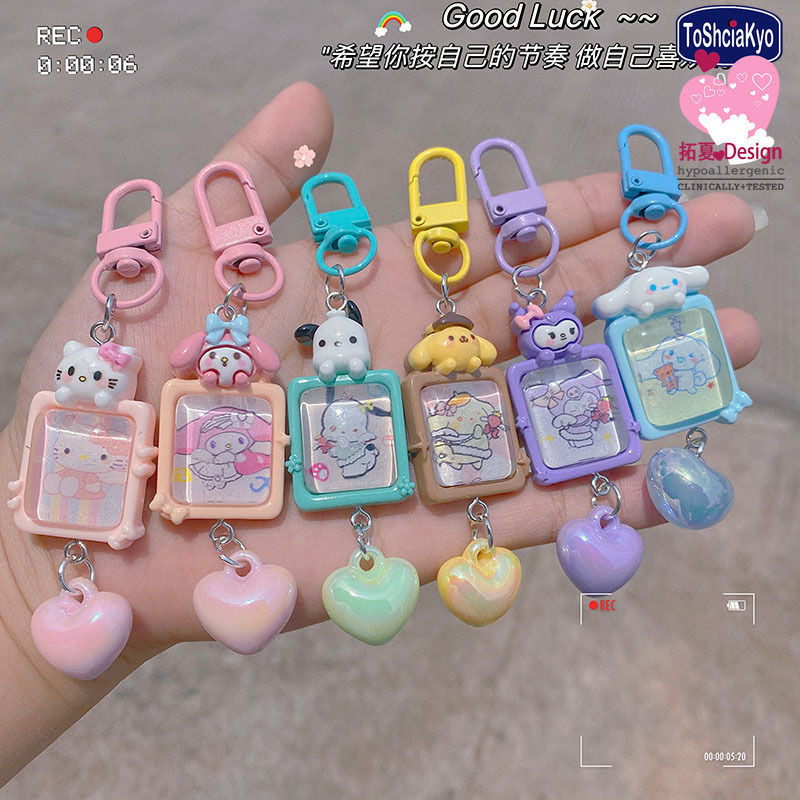 พวงกุญแจ จี้รูปหัวใจ Sanrio A22 สีมาการอง หลากสี เหมาะกับของขวัญ สําหรับแฟนสาว โรงเรียน