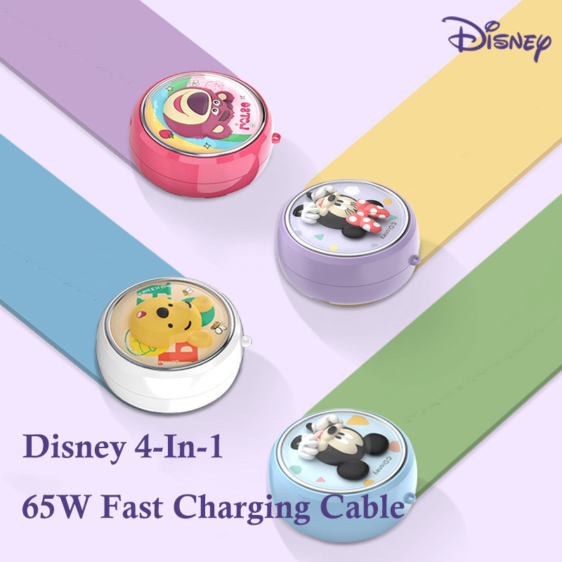 4-in-1 สายเคเบิลชาร์จเร็ว 65W Disney LY02 Mickey Minnie อินเตอร์เฟซ Type-c PD 100 ซม. แบบพกพา