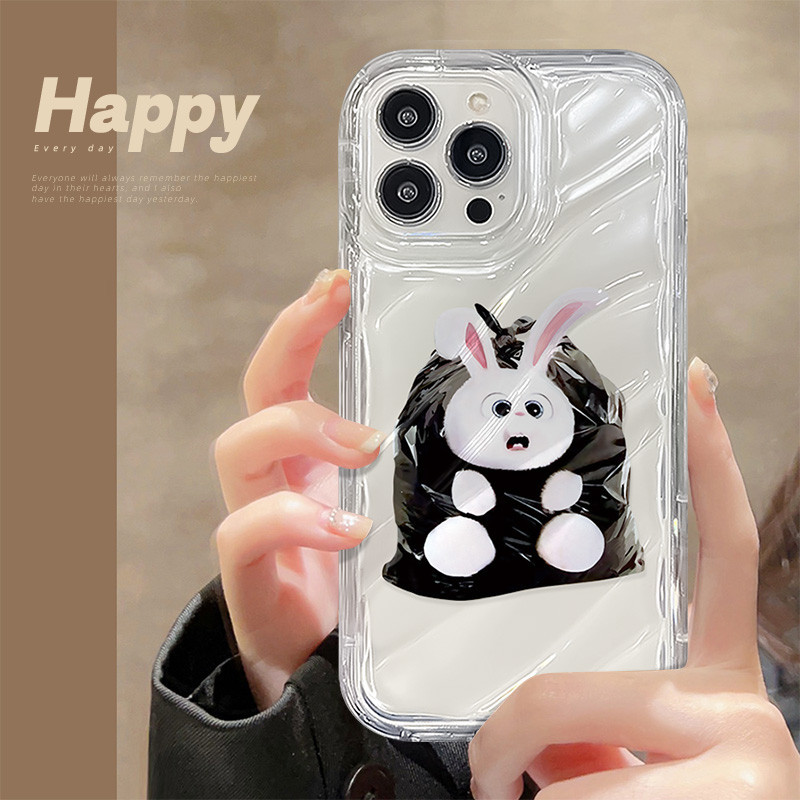 กระต่ายดูเดิล การ์ตูนน่ารักสีใส ที่อยู่อาศัย เข้ากันได้ iPhone 7Plus 13 14 15 11 12 Pro Max XR 7 15 8 14 Plus X XS Max
