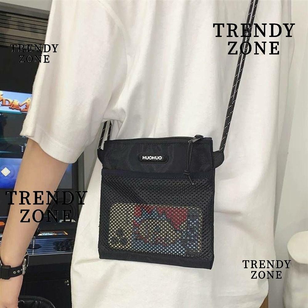 Trendyzone กระเป๋าถือ กระเป๋าสะพายไหล่ ทรงสี่เหลี่ยม ขนาดเล็ก ใส่โทรศัพท์มือถือได้ สไตล์ญี่ปุ่น เหมาะกับการเล่นกีฬา แฟชั่นสําหรับผู้ชาย และผู้หญิง