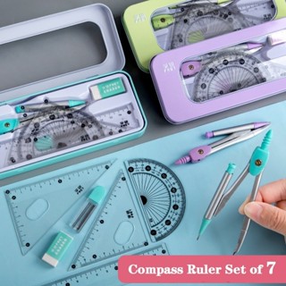 7 ชิ ้ น/Lot ไม ้ บรรทัดชุด Kawaii เรขาคณิตวาดชุดยางลบสําหรั…