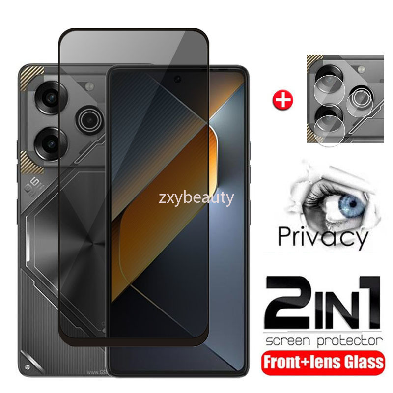 2in1 ฟิล์มกระจกนิรภัยกันรอยหน้าจอ ป้องกันเลนส์กล้อง สําหรับ Tecno Pova 6 5 Pro 4G 5G 2024 Pova6 Pova