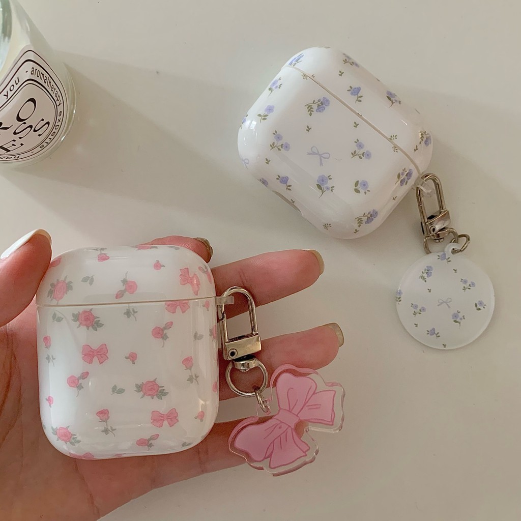 สีชมพูสีม่วงดอกไม้ Hard IMD หูฟังสําหรับ AirPods 1 2 3 4 Pro 1 2 หูฟัง Rotective แขวนกรณี