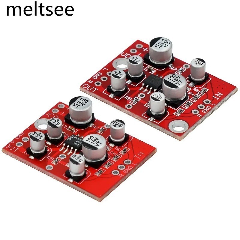 บอร์ดโมดูลขยายเสียงไมโครโฟนไดนามิก AD828 DC 5V-15V TDA1308 DC 3V-6V