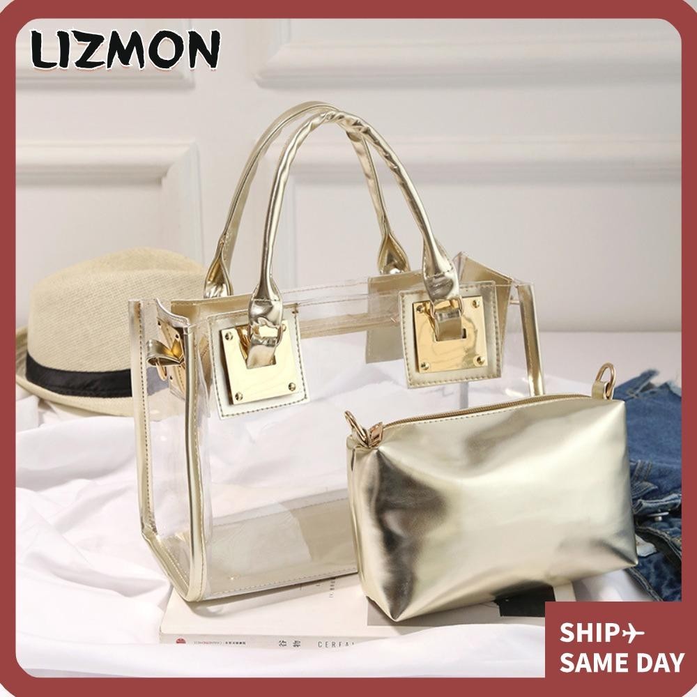 Lizmon กระเป๋าสะพายข้าง สายปรับได้ กระเป๋าถือ ทรงสี่เหลี่ยม จุของได้เยอะ PVC ใส เนื้อนิ่ม แฟชั่นสําหรับผู้หญิง