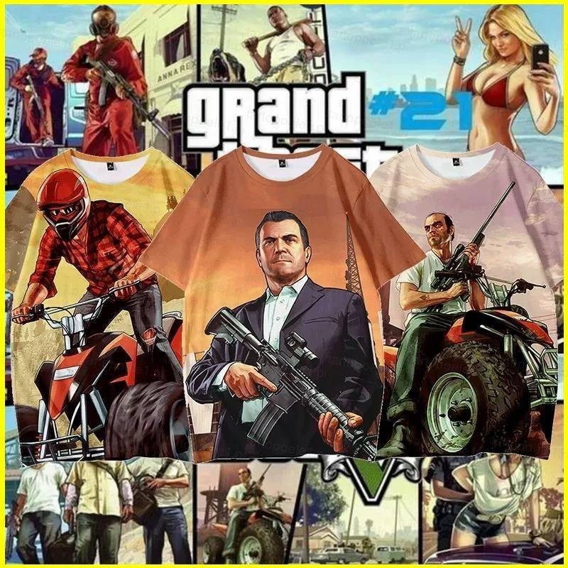 Yyds เสื้อยืดแขนสั้น พิมพ์ลายอนิเมะ Grand Theft Auto VI GTA 5 3D แฟชั่นฤดูร้อน