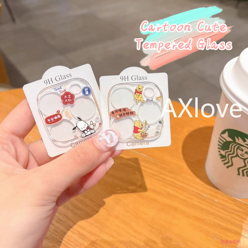 ใหม่การ์ตูนน่ารักกระจกนิรภัยกล้องเลนส์protectorสําหรับiphone 15 14 13 Pro Max 15Plus 14Plus 12 13 Miniเลนส์โปร่งใสคลุมทั้งหมด