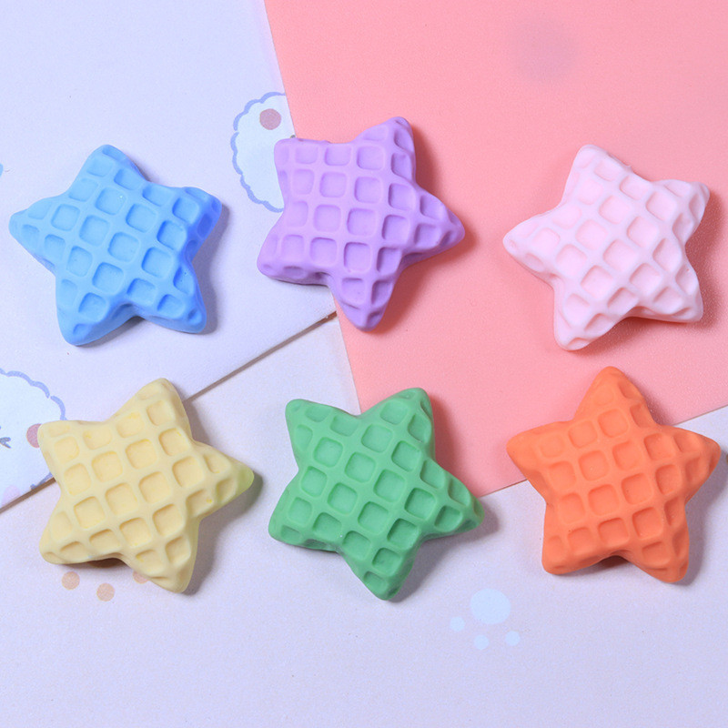 สีทึบ Macaron Faceted ดาวห้าแฉกเรซิ่นเครื่องประดับอุปกรณ์เสริม diy ครีมเคสโทรศัพท์อุปกรณ์เสริมอุปกรณ์เสริมผมถ้วยน้ําตกแต่ง