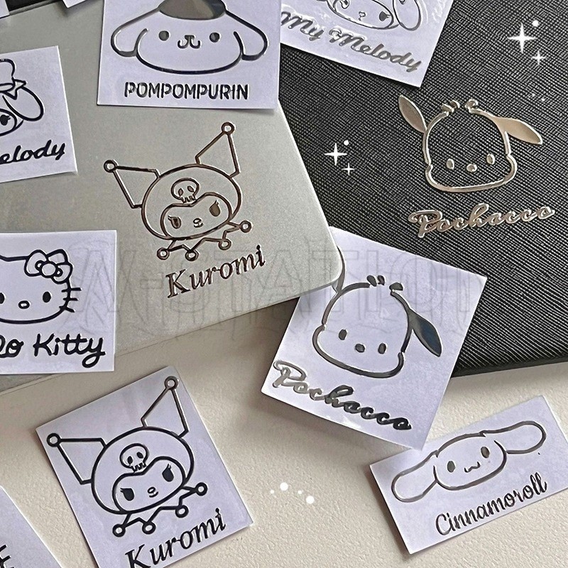 สติกเกอร์โลหะ ลายการ์ตูนอนิเมะ Sanrio Cinnamoroll Kuromi Melody กันน้ํา มีกาวในตัว สําหรับติดตกแต่งโทรศัพท์มือถือ คอมพิวเตอร์