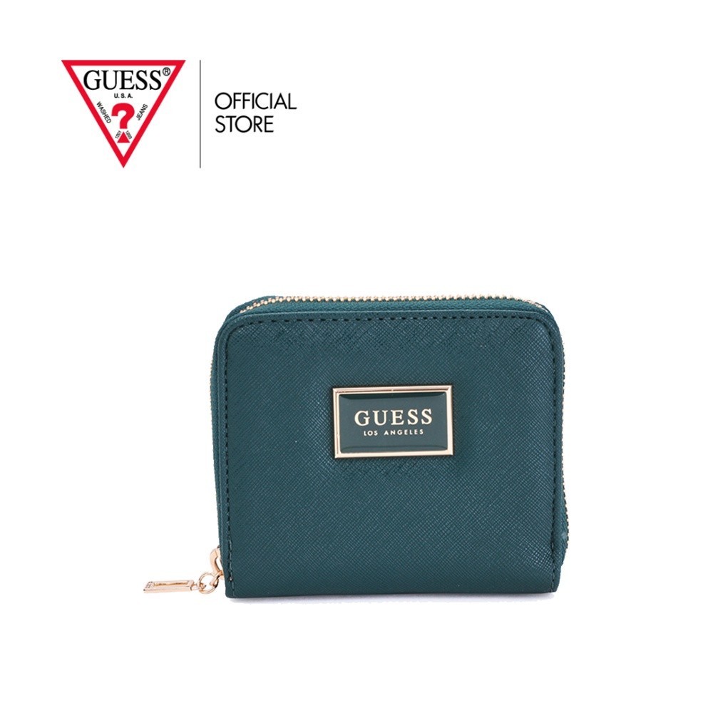 GUESS กระเป๋าสตางค์ผู้หญิง รุ่น HG602655 ABREE SLG SMALL ZIP AROUND สีเขียว