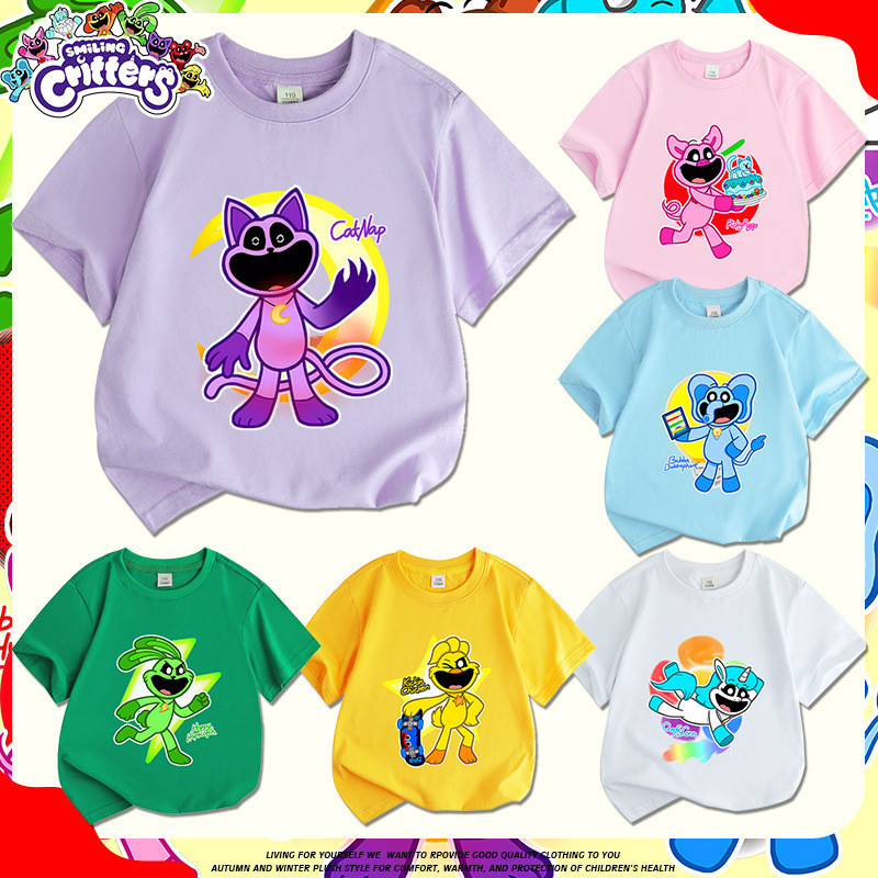 เสื้อยืด พิมพ์ลาย Catnap poppy playtime 3 smiling critters สําหรับเด็ก