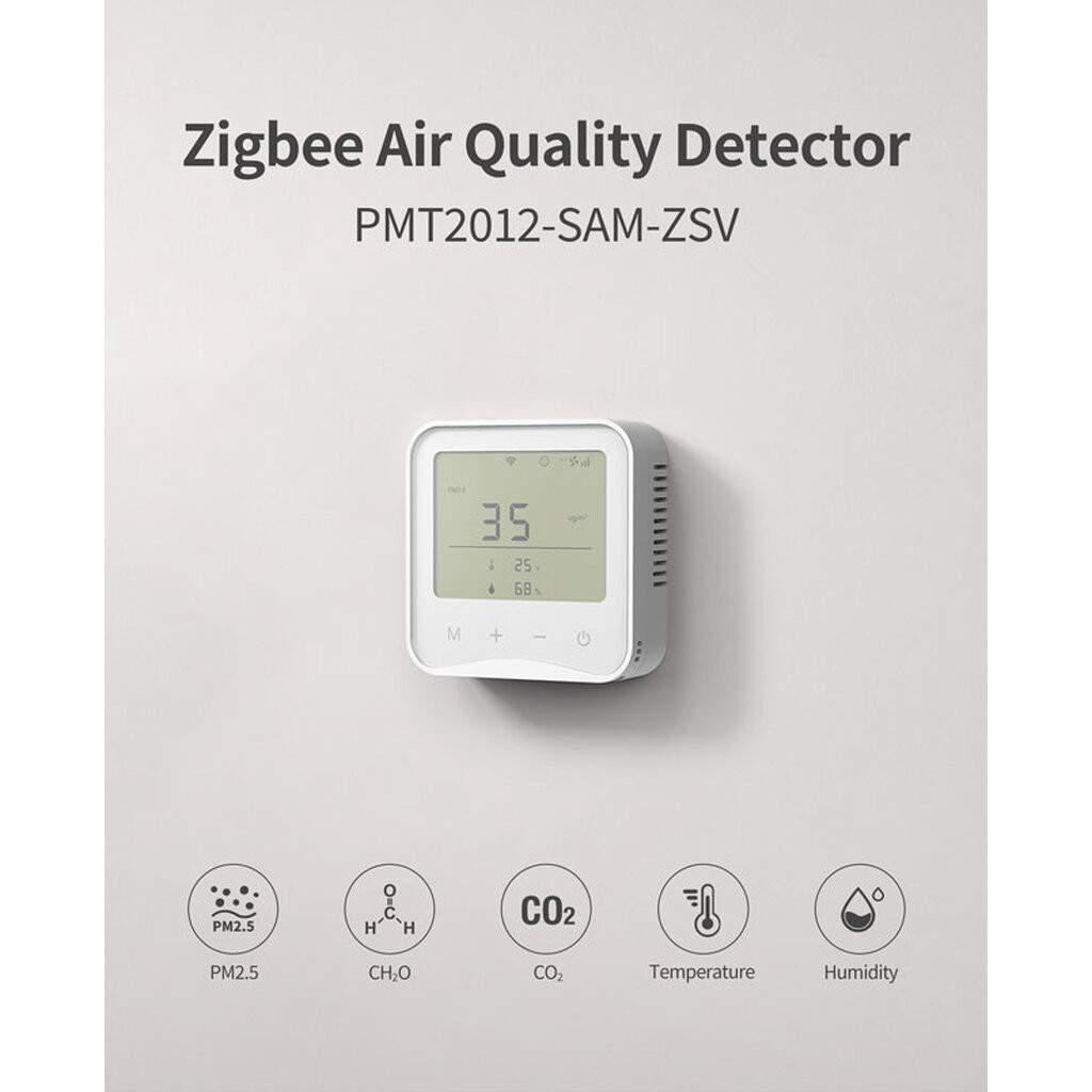 Tuya Zigbee PM2.5, CO2, CH2O, Tempetature, Humidity Monitor เครื่องวัดฝุ่น PM2.5, CO2, CH2O อุณหภูมิ ความชื้น เชื่อมเ...
