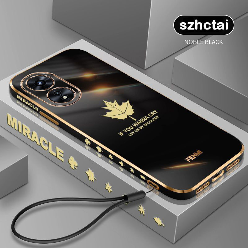 เคส OPPO A79 A18 A38 A58 A78 A98 สไตล์เกาหลี 6D ซิลิโคนนิ่ม หรูหรา เคสโทรศัพท์ + ฟรีสายคล้อง