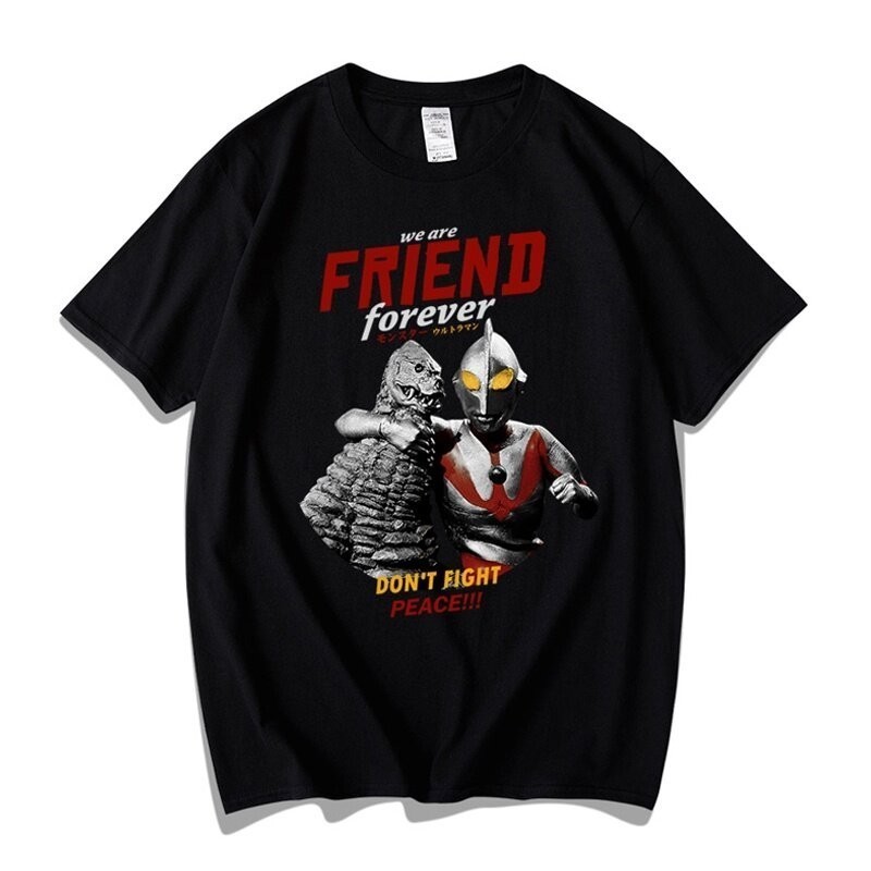 S-5XL [S-5XL]Spoof Ultraman Monster Fun 100% Cotton T-Shirt พิมพ์แขนสั้น Godzilla ฤดูร้อนเสื้อผ้าสำห