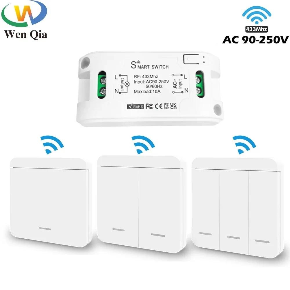 Rf433 Mhz สวิตช์ไฟไร้สาย AC 110V 220V รีเลย์รับสัญญาณรีโมต สําหรับพัดลมเครื่องใช้ในบ้าน