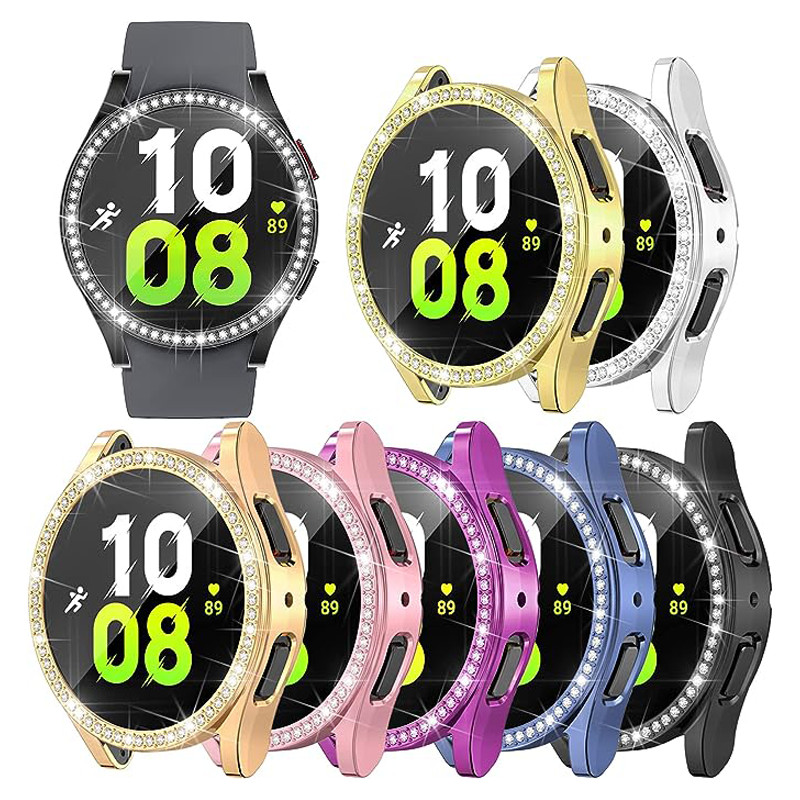เคสนาฬิกาข้อมือสมาร์ทวอทช์ ป้องกันรอยขีดข่วน กันกระแทก ประดับเพชร วิบวับ แฟชั่นหรูหรา สําหรับ Samsung Watch6 Watch5 Watch4 6 5 4 40 มม. 44 มม.