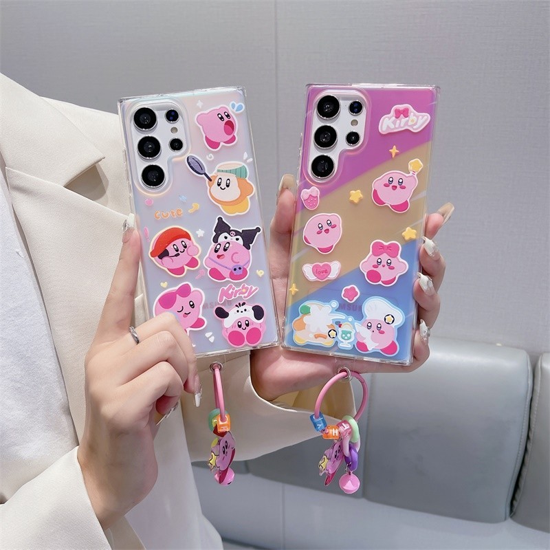 เคสป้องกันโทรศัพท์มือถือ ลายดาวเคอร์บี้ และจี้เลเซอร์สองด้าน สําหรับ Samsung Galaxy S22 S23plus S23F