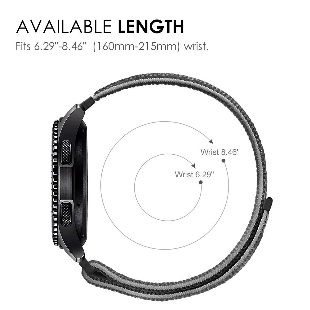 20 มม.ไนลอนกีฬาสายนาฬิกาสําหรับผู้เบิกทาง Garmin 55/245 เพลง/645 Venu SQ Approach S12/S40/S42 Vivoactive 5 3 องค์ประกอบ Vivomove Luxe/HR/สไตล์/แนวโน้ม D2 Air X10 Cheetah Amazfit