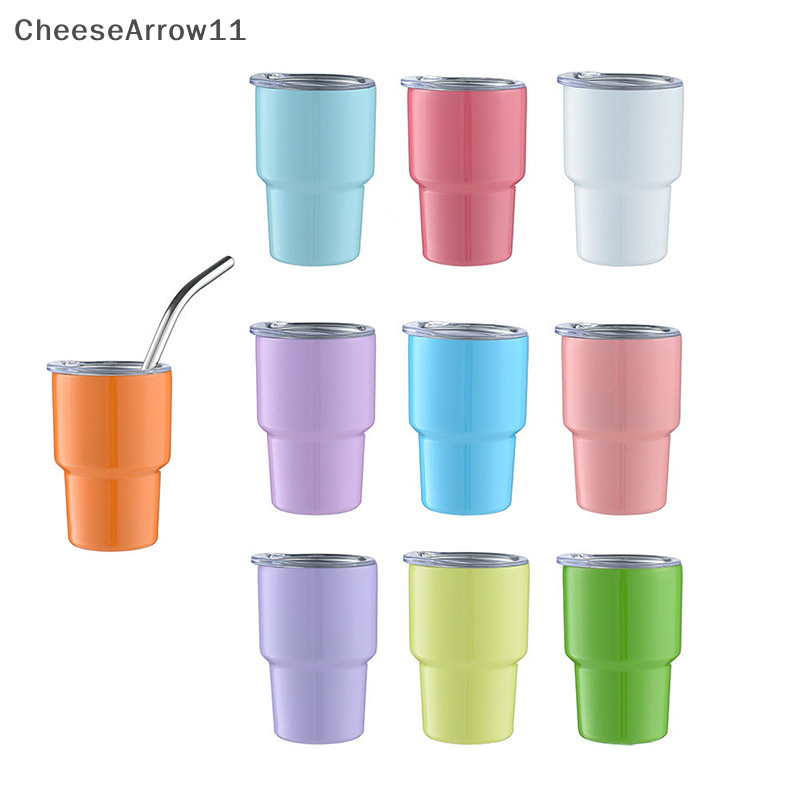 CHE 3 Oz Tumbler สูญญากาศไวน์ฉนวนถ้วยถ้วยกาแฟสแตนเลสพร้อมฟางแชมเปญถ้วยของขวัญ TH
