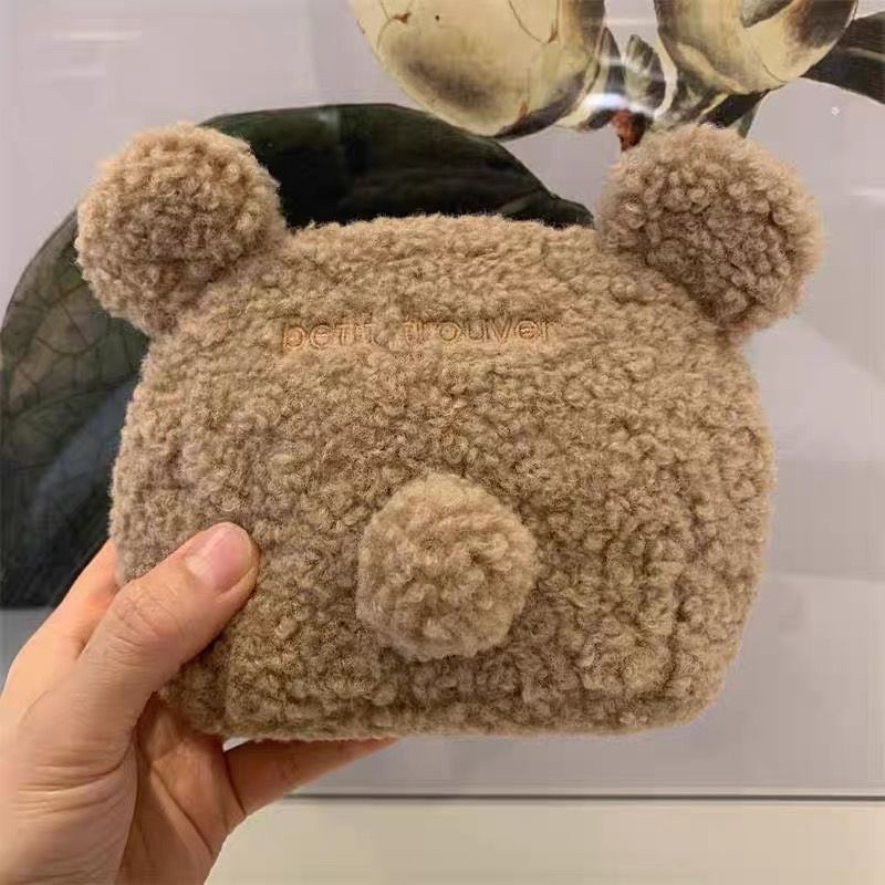 กระเป๋าใส่เหรียญ กระเป๋าเครื่องสําอาง กระเป๋าใส่เหรียญ หูหมีบราวน์ น่ารัก สําหรับสัตว์เลี้ยง