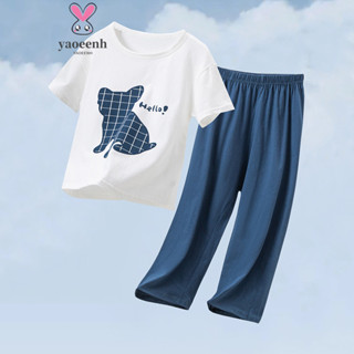 【YAOEENH】พร้อมส่ง ชุดนอน เสื้อแขนสั้น กางเกงขายาว ลายการ์ตูน…