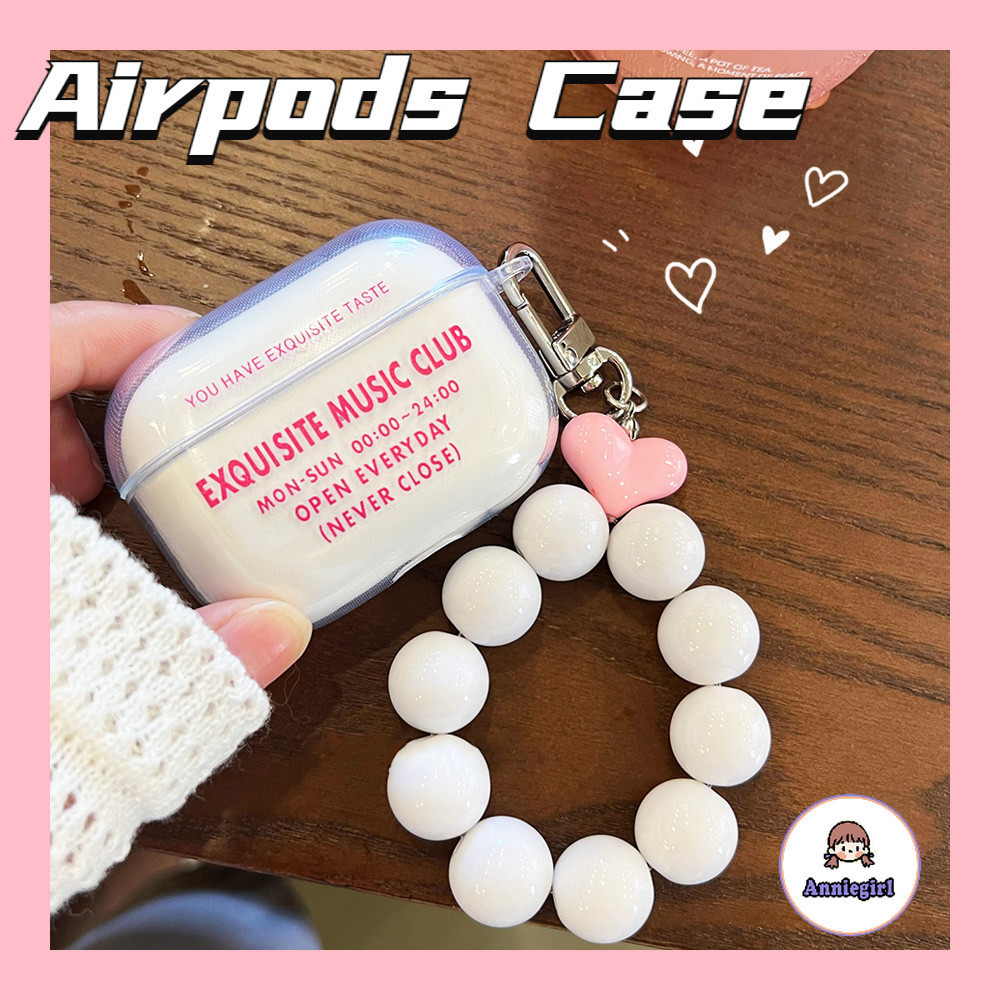 เคสหูฟังบลูทูธไร้สาย ประดับลูกปัด ลายตัวอักษร เรียบง่าย กันฝุ่น สําหรับ Airpods 1 2 Airpods 3 Pro 2