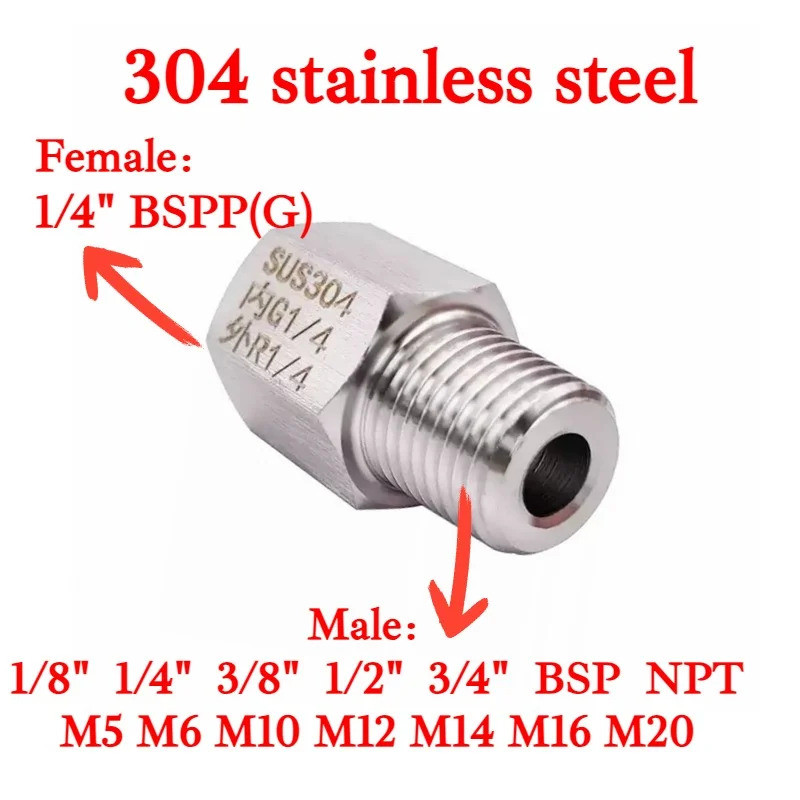 อะแดปเตอร์บุชชิ่งลดขนาดหกเหลี่ยมสแตนเลส 304, G1/4″ BSP ตัวเมียเป็นตัวผู้ M10 M12 1/8″ 1/4″ 3/8″ BSP NPT ราคา ถูกที่สุด ดีลบีเคเค แกลเลอรีภาพที่ 7