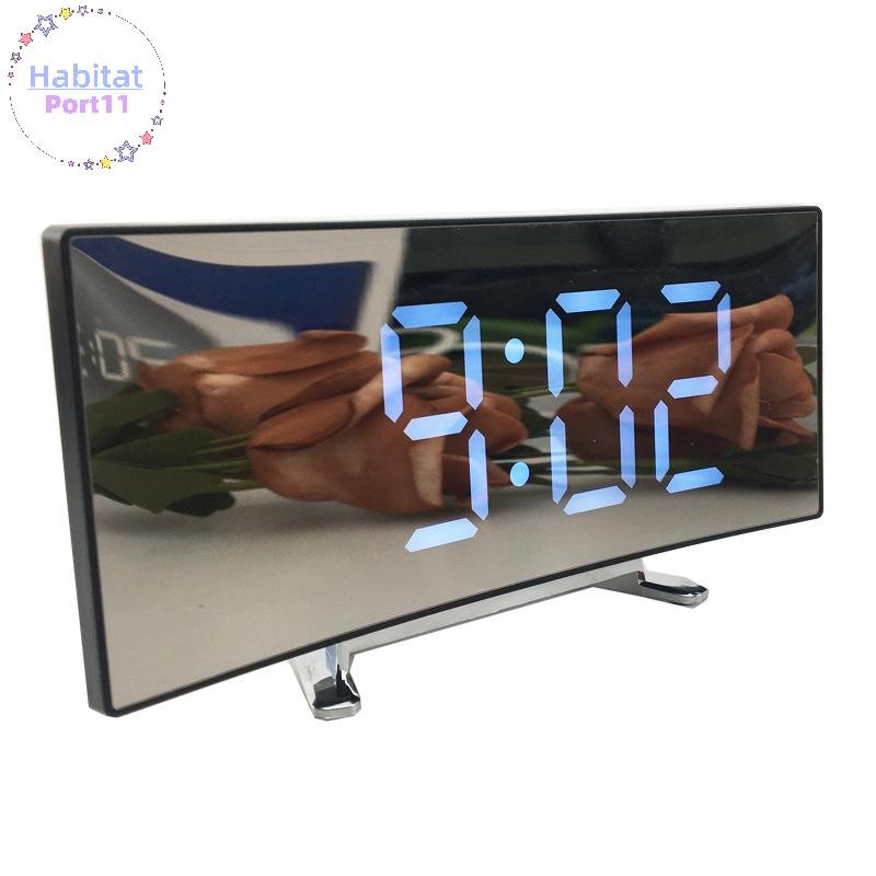 HabitatPort 7 นิ้วนาฬิกาปลุกดิจิตอลโค้งหรี่แสงได้ Led อิเล็กทรอนิกส์นาฬิกาตั้งโต๊ะดิจิตอลขนาดใหญ่หมายเลขนาฬิกาตั้งโต๊ะ th