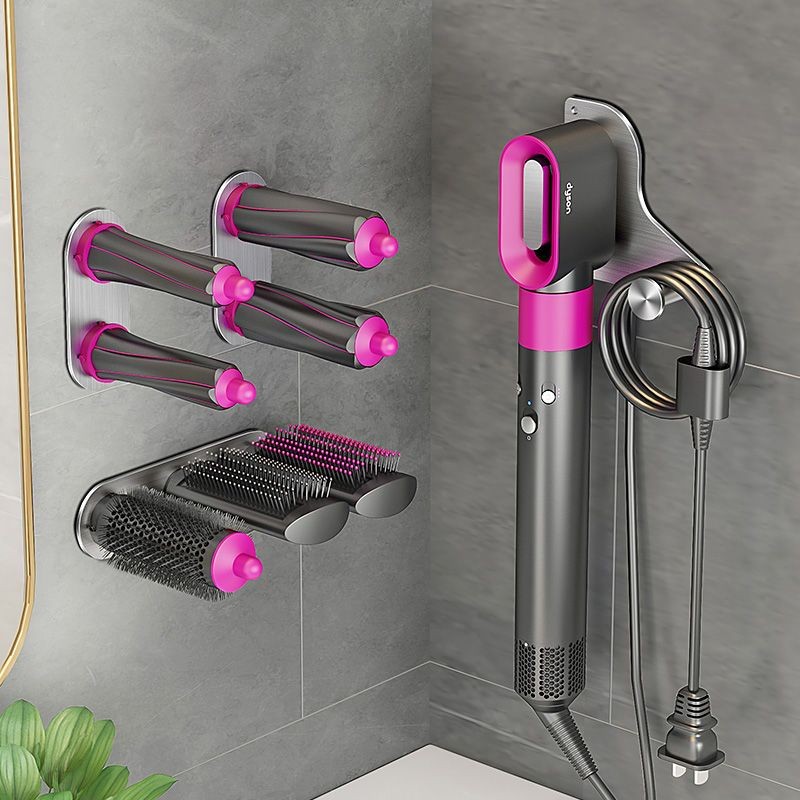 ที่เก็บ Dyson Airwrap/เครื่องเป่าผม [PRO] ติดผนังไม่เจาะ+เก็บ筒ม้วนผม เซตจัดระเบียบ ABS รองรับ筒ม้วน/แปรง/หัวฉีด ฐานกันลื่น รับน้ําหนัก5kg รับประกันไม่หลุด 1ปี