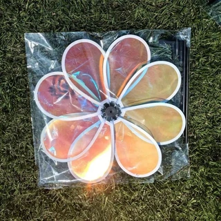 ทานตะวันกังหันลม ธงกังหันลมสีรุ้ง พลาสติกเส้นผ่านศูนย์กลาง สำหรับประดับสวน กังหันลม กังหันลมของเล่นสําหรับเด็ก