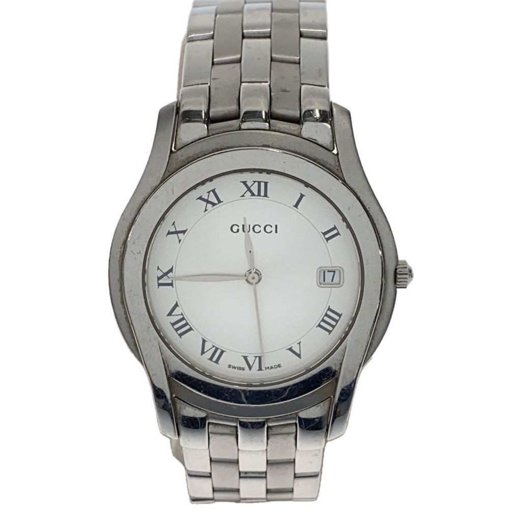 GUCCI Men's Watch Analog -- WHT SLV 5500M Direct from Japan Secondhand