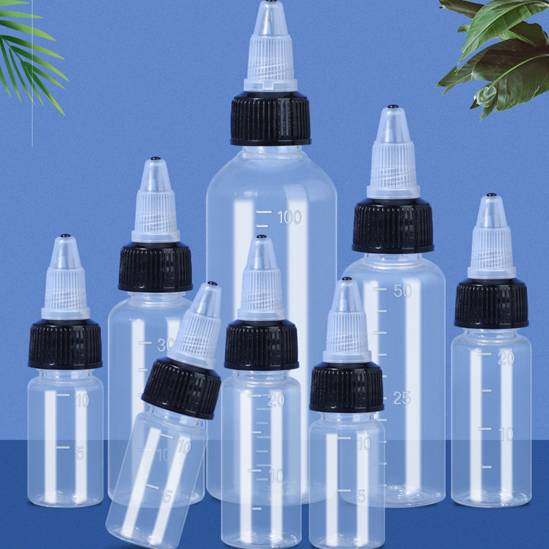 1pc Scale บีบชี้ขวดขวดน้ํา 10/20/30/40/50/100ML ขวดพลาสติกโปร่งใสภาพวาดหมึกเจลปรับ Dispensing ขวด