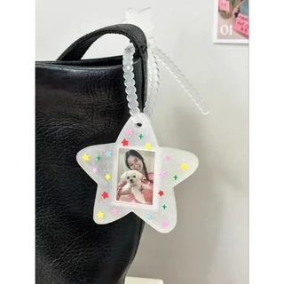 ส่งด่วน! พวงกุญแจกรอบรูป ที่ใส่บัตรกลิตเตอร์ งาน DIY ใส่รูปได้ งานสวยงานเกาหลีลายน่ารัก