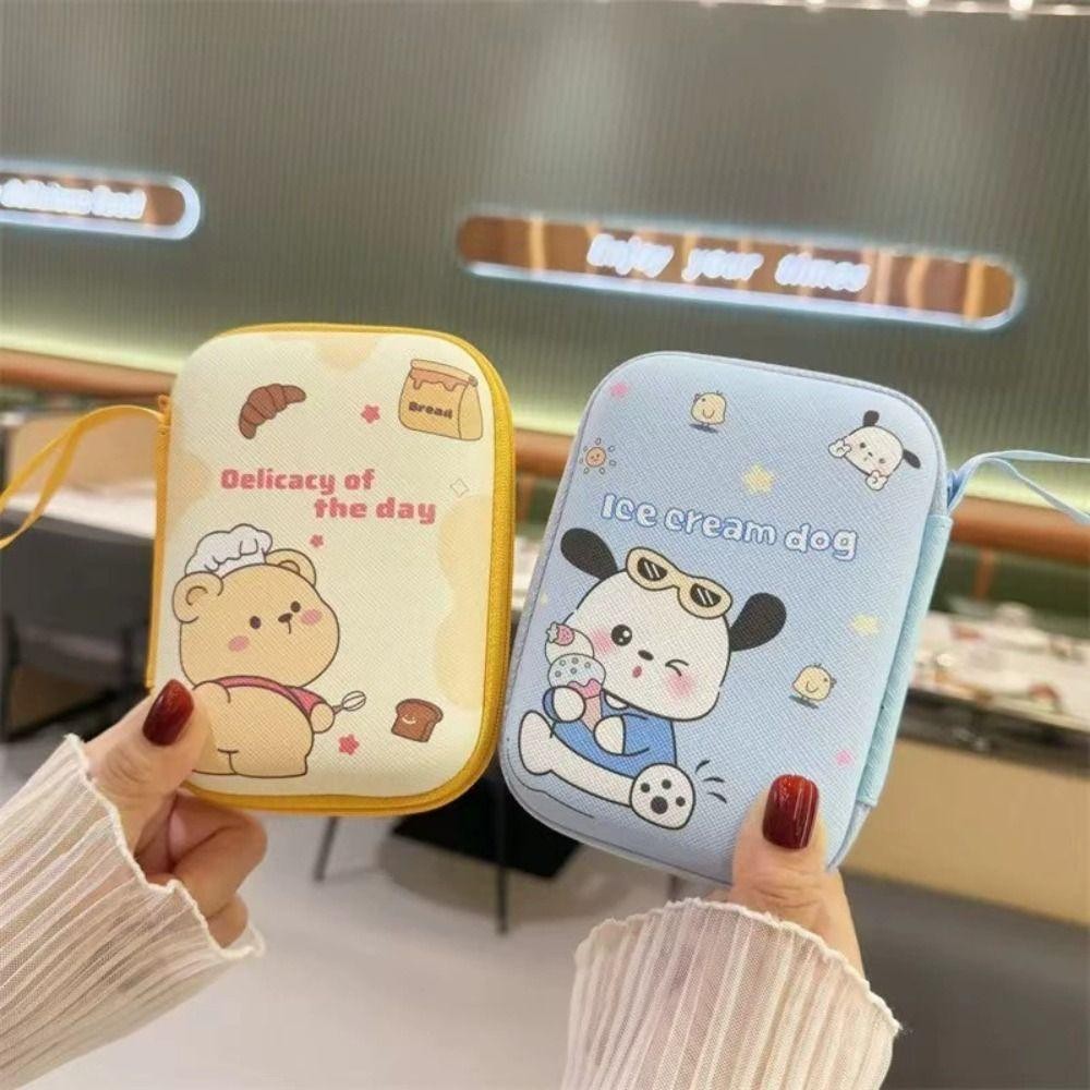 โมลิลี่เอชดี สายชาร์จฝาครอบป้องกัน,กล่องเก็บสายเคเบิลข้อมูลสี่เหลี่ยม ปู่,แฟชั่นการ์ตูนความจุขนาดใหญ่ลิปสติกการ์ดเหรียญออแกไนเซอร์สําหรับเดินทา