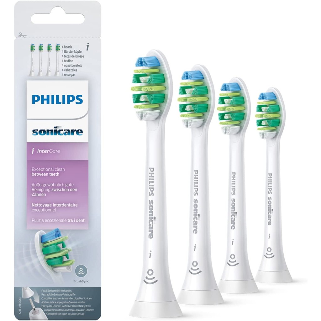 เข้ากันได้กับหัวแปรงสีฟันทดแทน Philips Sonicare InterCare/Sensitive ของแท้ สีขาว แพ็ค 4 ชิ้น