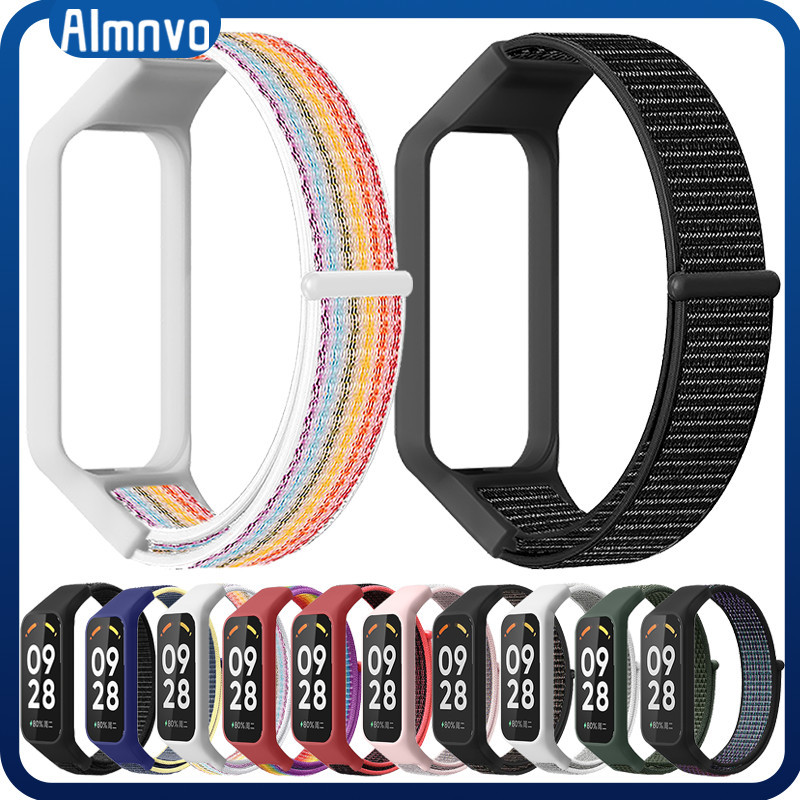 สายซิลิโคนไนลอน for Mi Band 8 Active สาย ฝาครอบกันชนฟิล์มป้องกันหน้าจอ for Smartwatch Redmi Band 2