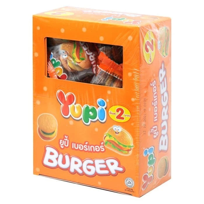 ยูปี้ กัมมี่ ขนมเยลลี่ เบอร์เกอร์ รสผลไม้ต่างๆ 24 ชิ้น (1 กล่อง) Yupi Gummy Burger