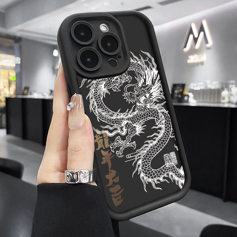 SAMSUNG เคสโทรศัพท์สําหรับsamsung Galaxy A35 A25 A15 A06 A16 A36 A34 A24 A14 A12 A05 A05Sกรณีแนวโน้มหรูหรามังกรพิมพ์Matteซิลิโคนกันกระแทก