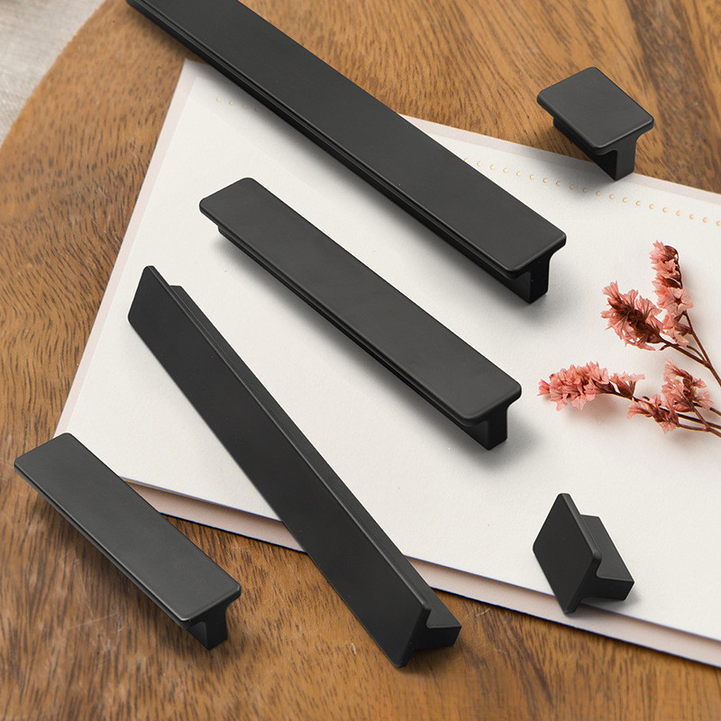 Black Simple Cabinet Door Handle Aluminium Alloy Cabinet Handle Kitchen Cabinet Extended Long Wardrobe Door Handle Drawer Handle