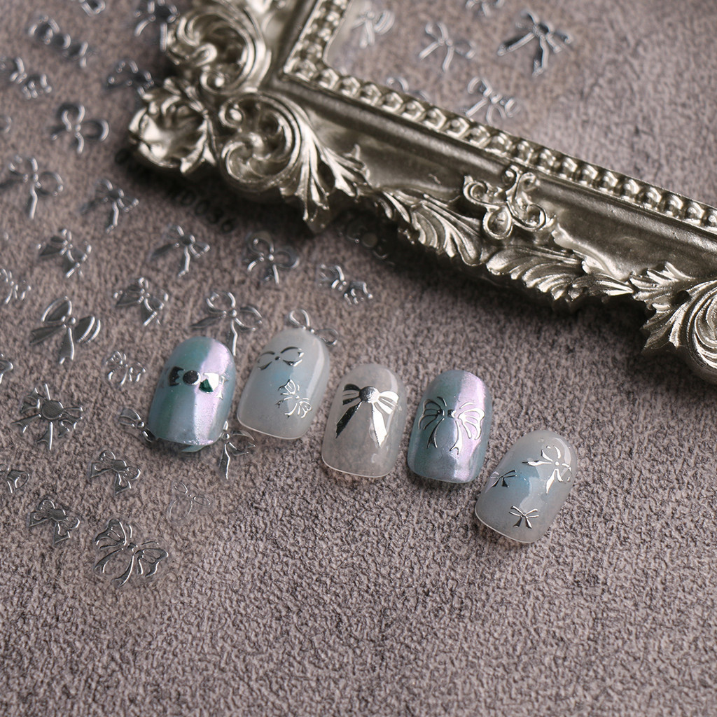 HAMA เล็บเล็บสติกเกอร์ขายส่ง Metallic Bow Simple French เล็บตกแต่งเล็บสติกเกอร์ Decals เจ้าสาวงานแต่งงานเล็บ ราคา ถูกที่สุด ดีลบีเคเค แกลเลอรีภาพที่ 6