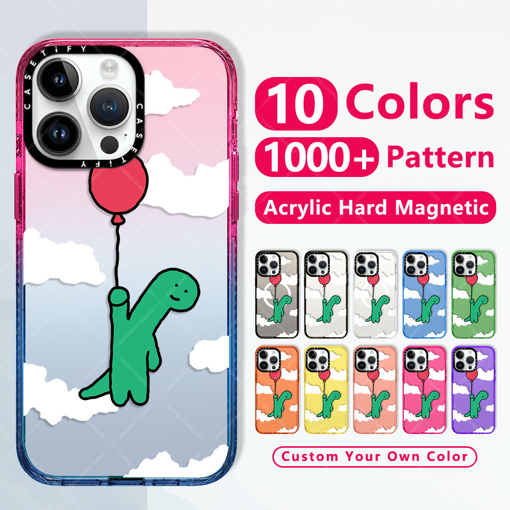 กันกระแทกใสแข็งแข็งแฟชั่นหรูหราแม่เหล็กชาร์จได้เคสโทรศัพท์มือถือ ลายไดโนเสาร์ แบบเรียบง่าย สไตล์เกาหลี สําหรับ Iphone 15 Pro Max 12 13 14 15 Plusยี่ห้อบางใสไอโฟนปกป้องแม่เหล็กชาร์จได้เคสใสขอบเรียบฝาปิดป้องกันสีเหลืองCasetifyใสกันกล้องคุณภาพสูง