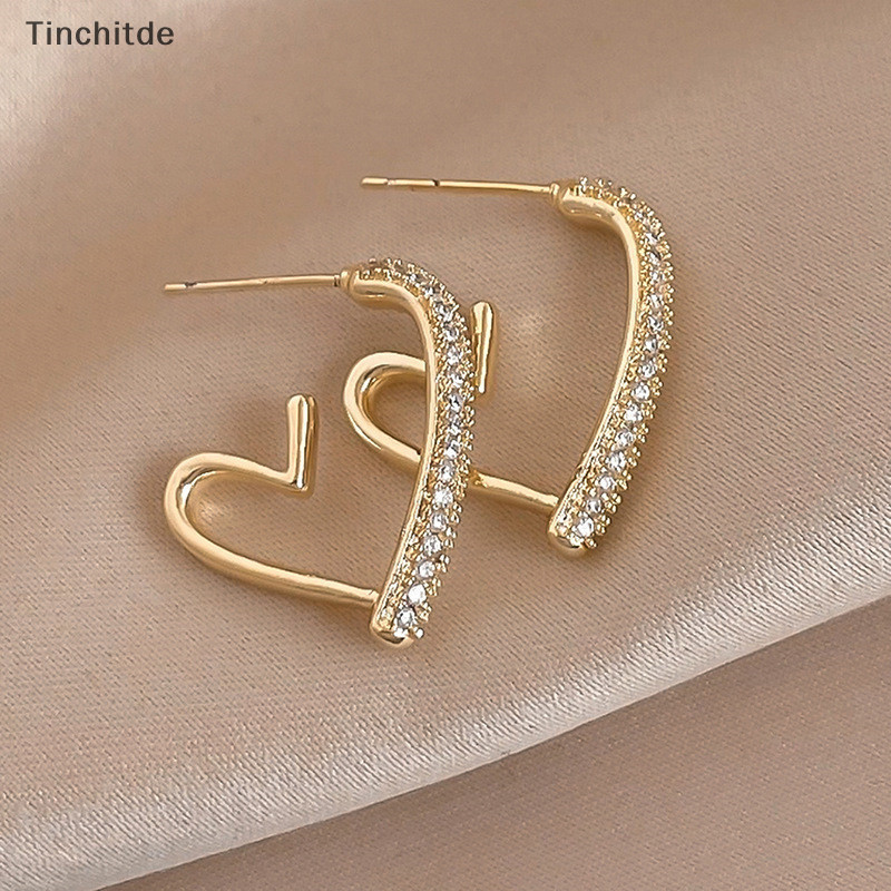 [Tinchitde] ต่างหูสตั๊ด รูปหัวใจ สีขาว สีฟ้า สีม่วง เคลือบน้ํามัน เครื่องประดับ สําหรับผู้หญิง [Preferred]