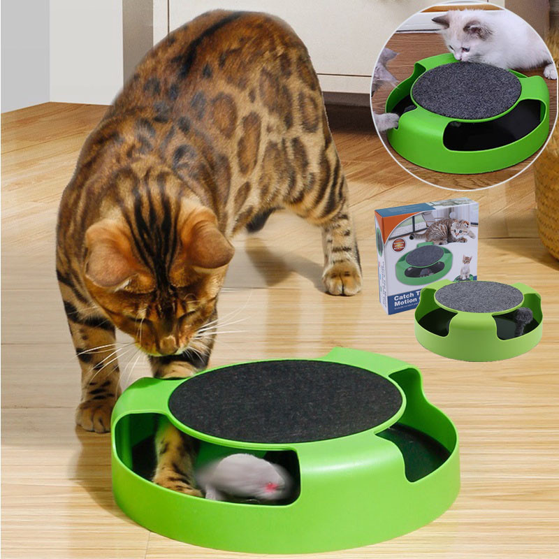 ของเล่นแมวไล่จับหนู ของเล่นสัตว์เลี้ยง ของเล่นจานเสียงแมว Catch the Mouse motion cat toy
