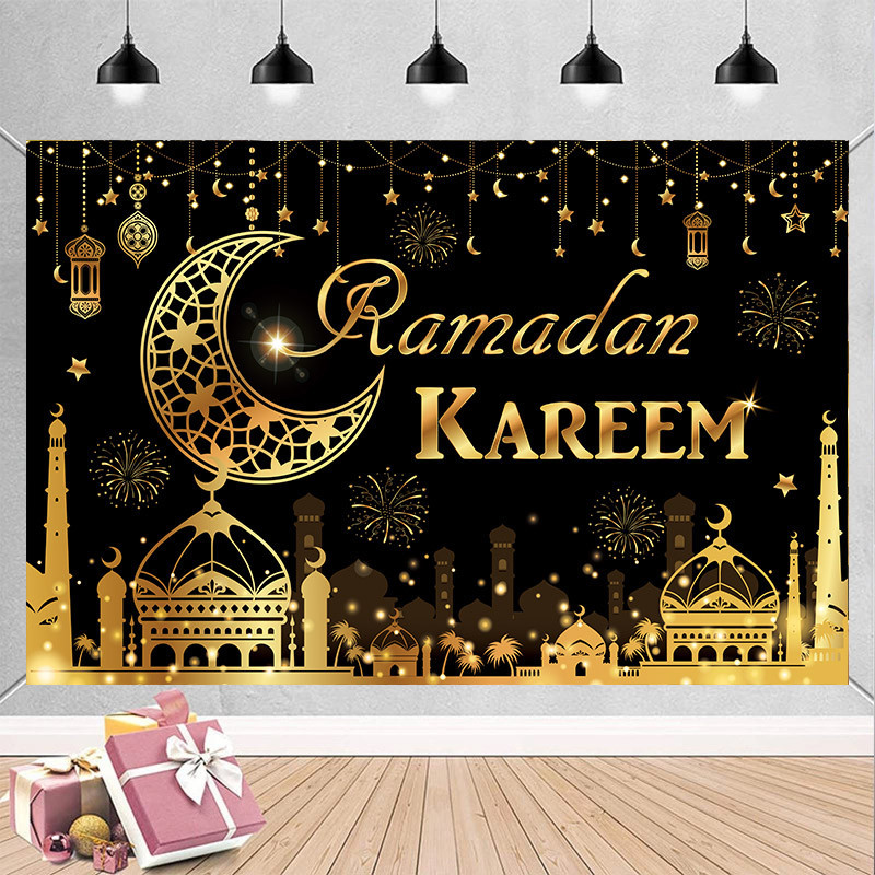 ป้ายแบนเนอร์ ลาย Eid Mubarak Ramadan Kareem Eid Al Adha สําหรับตกแต่งบ้าน ปาร์ตี้มุสลิม