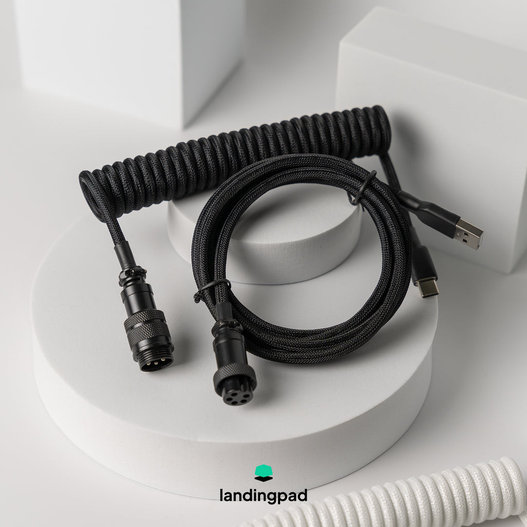 [ ️ LandingPad] Custom Coiled Aviator Cable สําหรับคีย์บอร์ดแบบกลไก USB-C Type C