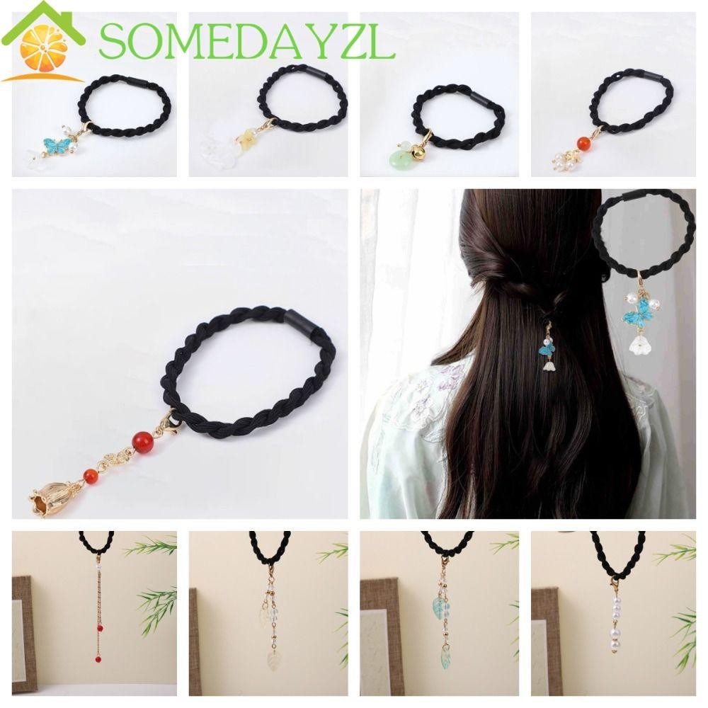 Somedayzl Hanfu ที่คาดผมพู่สไตล์จีน ยางรัดผมโบราณ ใบไม้จี้สาน เชือกผม หูฟังจีน