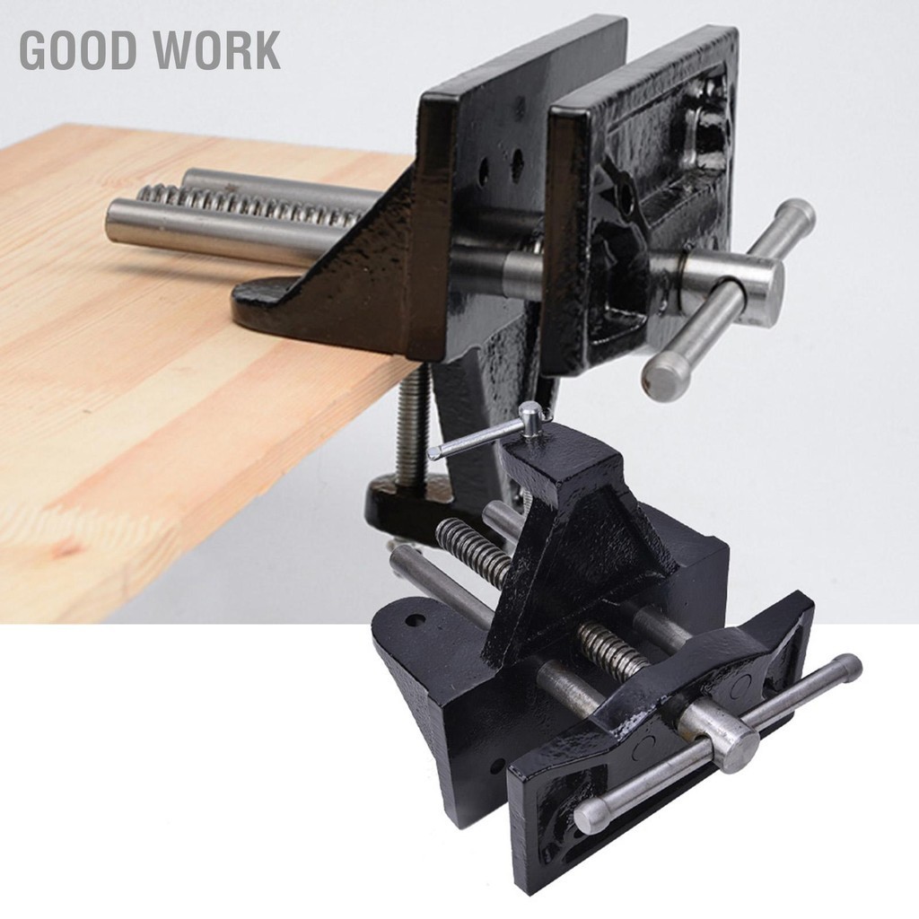 Good Work ปากกาจับตารางเหล็กหล่อ Quick Opening Woodworking Bench Vise Clamp Table Holding Tool
