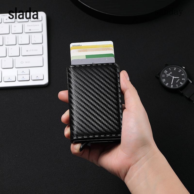 Rfid Mens Anti-theft Card Holder Automatic Pop-up Type Large Capacity Multi-Card Slot กล่องบัตรเครดิตอลูมิเนียมอัลลอยด์