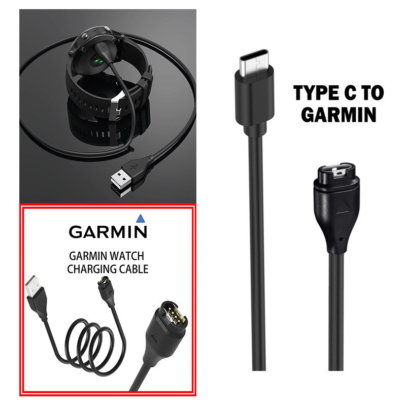 ประเภท C/ประเภท USB Garmin Charger Smartwatch สายชาร์จสําหรับ Vivoactiv 3 4 5 6/ Venu 4 4s 3 3S Sq 2/instinct/165 255 945 265 965 245 570 970