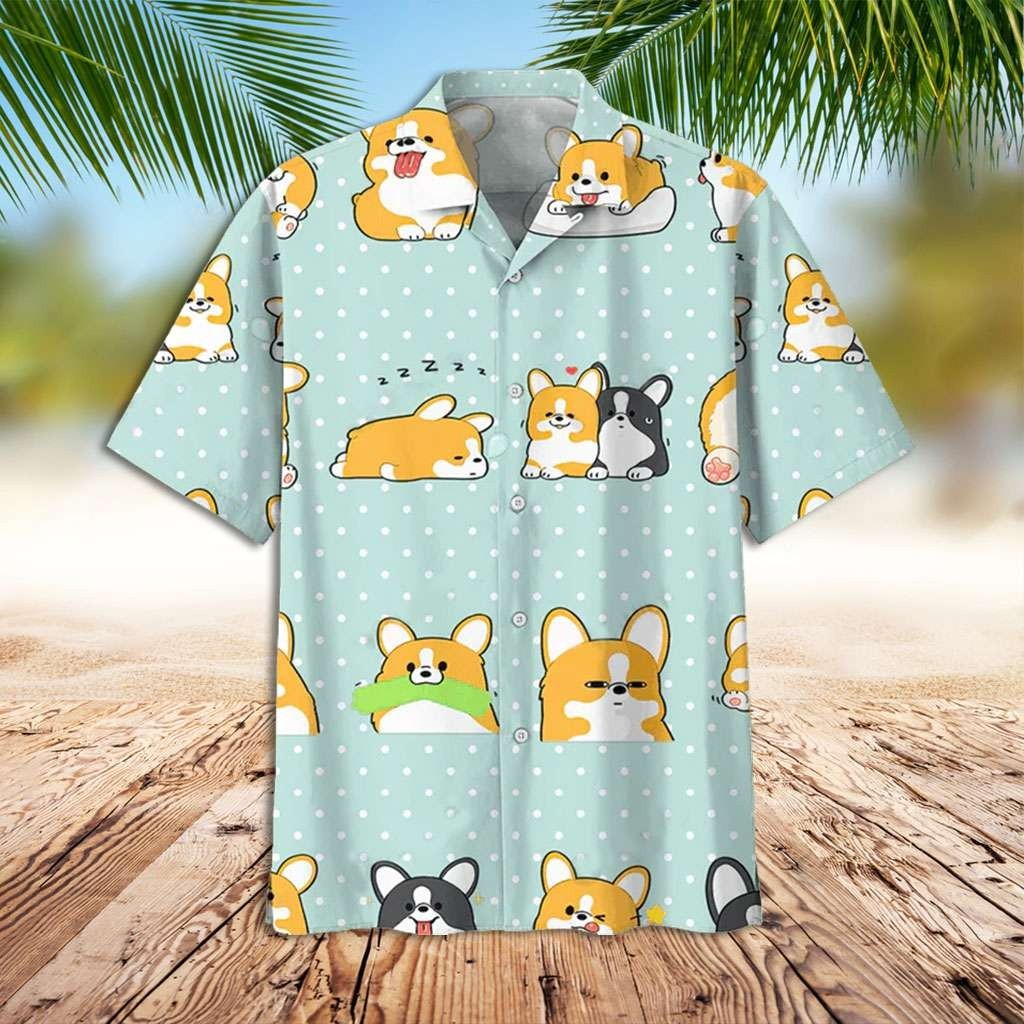 เสื้อเชิ้ตลําลอง สไตล์ฮาวาย สําหรับสุนัขคอร์กี้